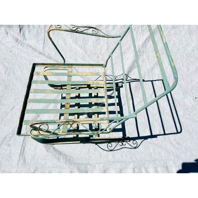 70's Midcentury Wrought Iron Patio / Outdoor Rocker Bouncer Club Chair For Sale - Image 4 of 6