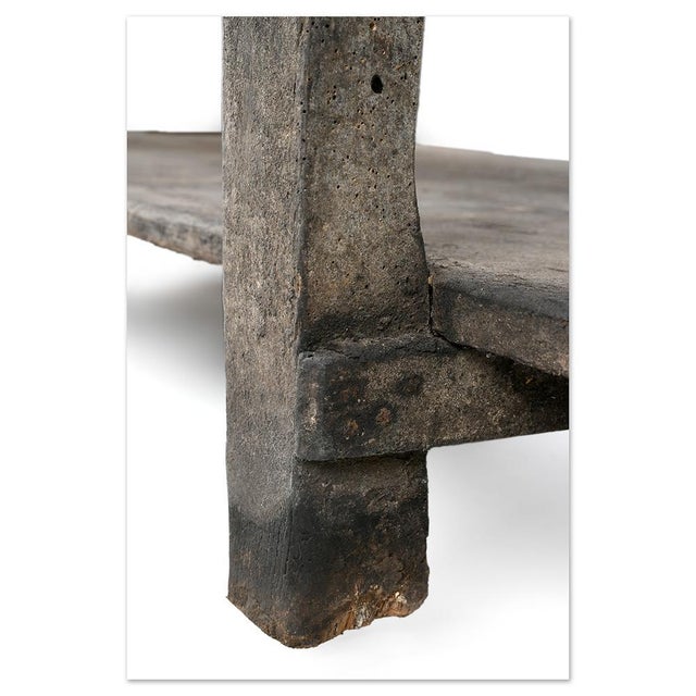 Brown Weathered Solid Wood Worktable For Sale - Image 8 of 10