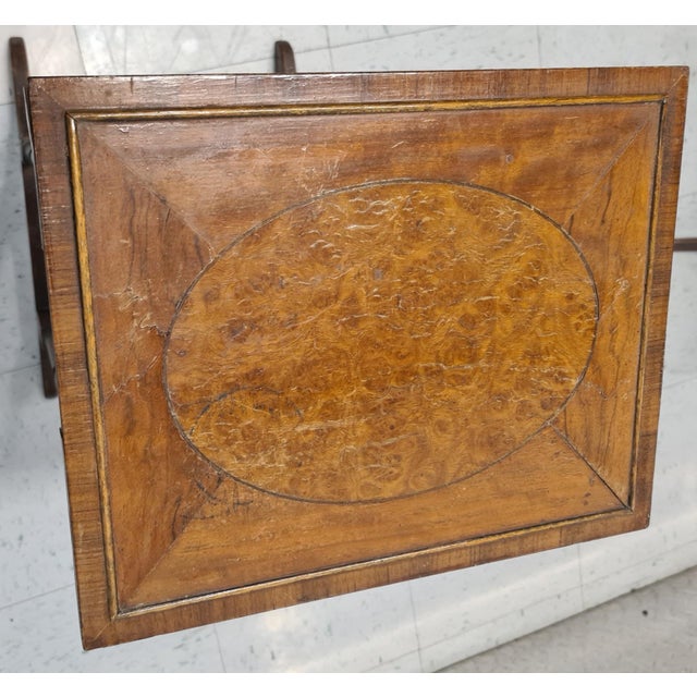 English Regency Revival Burl Wood & Inlaid Nesting Tables, Early 20th Century For Sale - Image 9 of 14