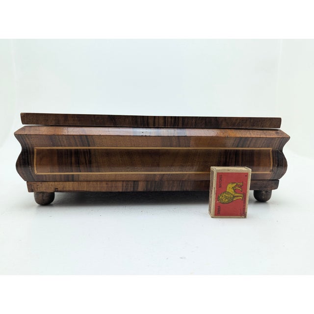 Biedermeier Wooden Jewelry Box in Walnut with Inlays, 1850 For Sale - Image 11 of 12