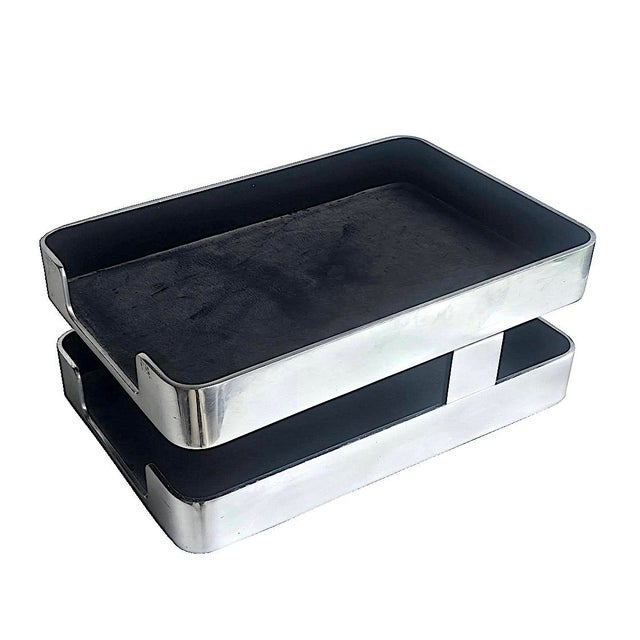 Offered is a vintage Radius One double tray desk organizer designed by William Sklaroff in 1963 and produced by Smith...