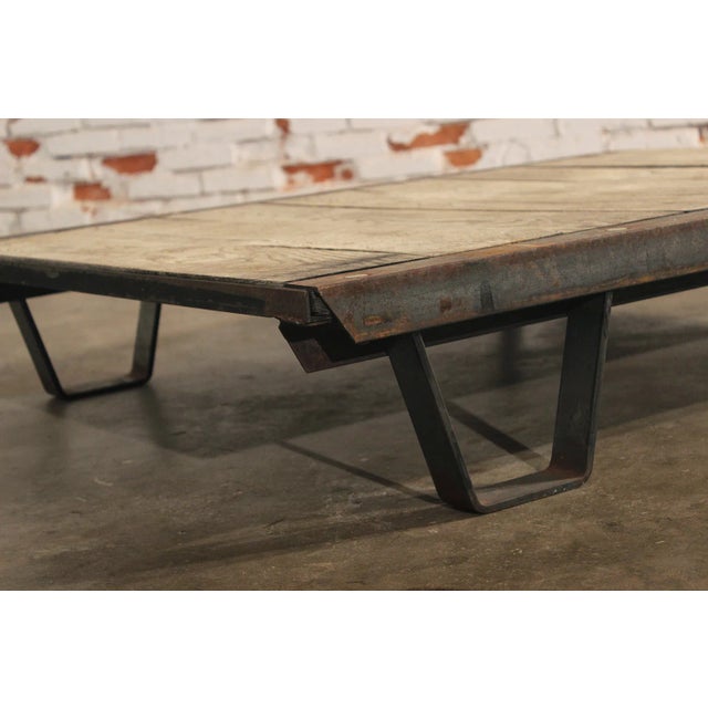1930s Industrial Pallet & Iron Coffee Table For Sale - Image 4 of 10