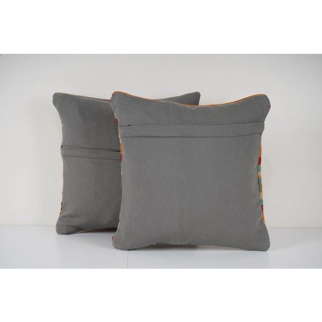Striped Turkish Kilim Pillow - A Pair For Sale - Image 4 of 4