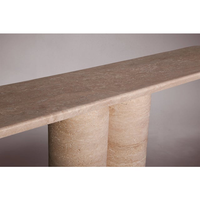 Bullet Leg Travertine Console Table For Sale - Image 4 of 5