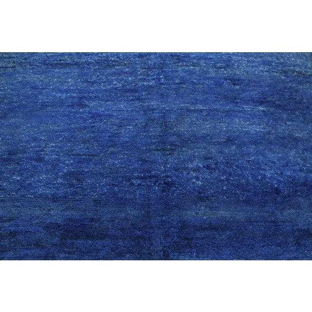 Berber Tribes of Morocco Vintage Berber Blue Moroccan Rug - 07'00 X 10'02 For Sale - Image 4 of 7