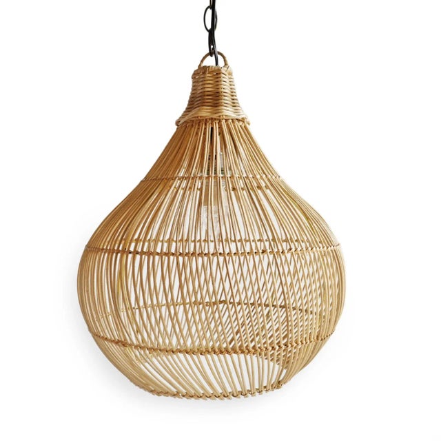 2020s Coastal Contemporary Rattan Drop Pendant Light For Sale - Image 5 of 8