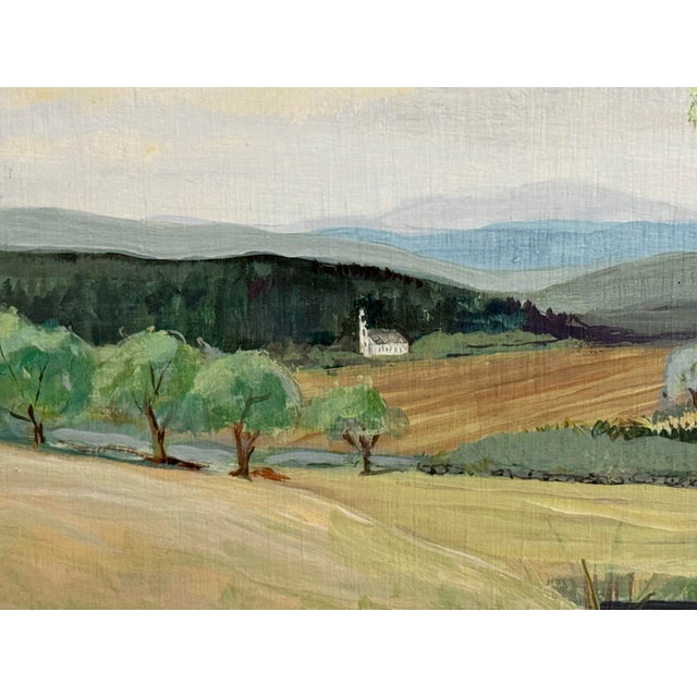 Rustic Mid 20th Century Large Idyllic Country Scene Original Oil Painting, Framed For Sale - Image 3 of 9