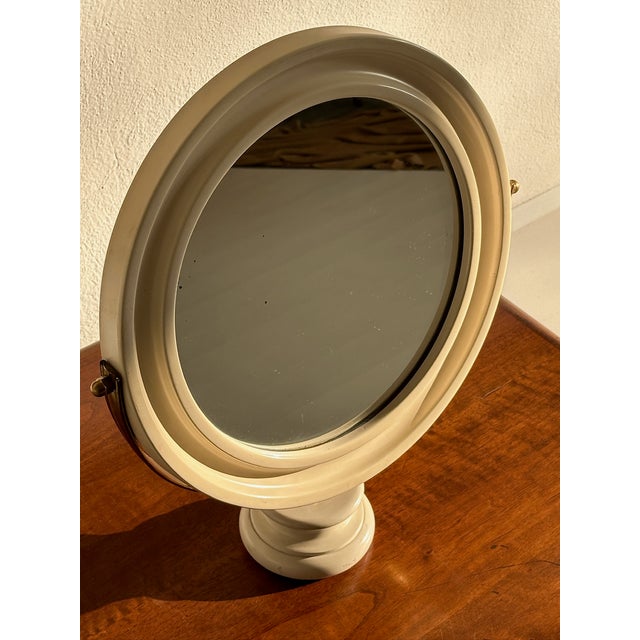 Table Mirror in Laquered Wood and Metal with Marble Base, 1970s, in Flawless conditions. Designed 1970 to 1979