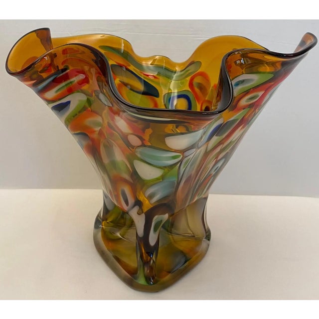 Large Murano-Style Multi-Colored Art Glass Vase With Aventurine, 1960s For Sale - Image 4 of 7