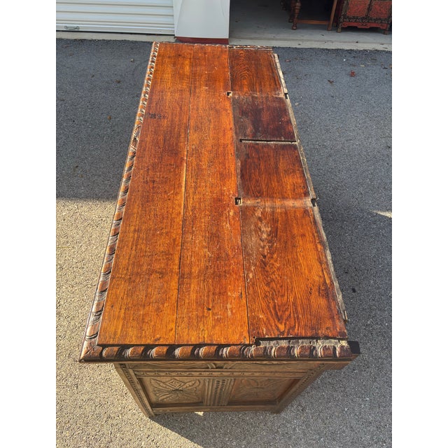 English Antique Jacobean Revival Style Intricately Carved Oak Sideboard For Sale - Image 3 of 9