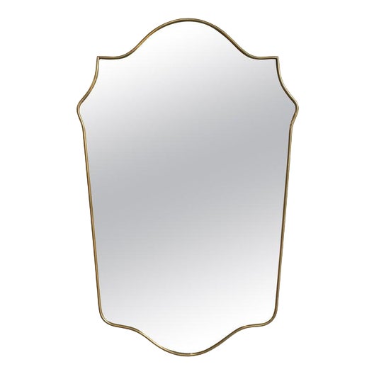 Mid-Century Italian Wall Mirror with Brass Frame, 1960s For Sale