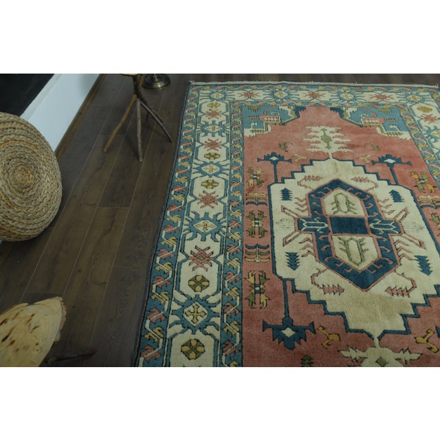 1970s Vintage Turkish Oushak Handmade Wool Cotton Orange Area Rug For Sale - Image 4 of 11