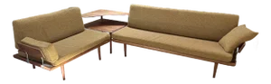 Vintage Danish MCM Peter Hvidt Minerva Sectional Sofa End Corner Table--3 Piece Set