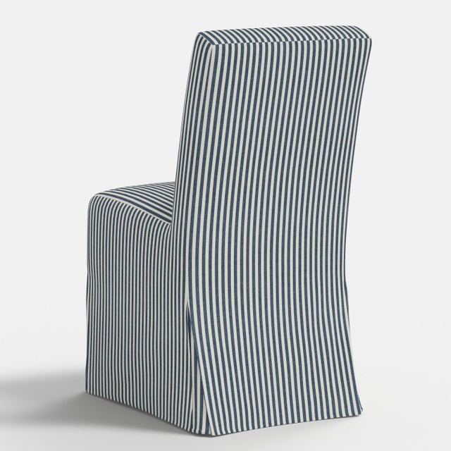 Textile Slipcover for Stoffer Home x Cloth & Company for Lindy Slipcover Dining Chair in Jane Stripe Denim For Sale - Image 7 of 7