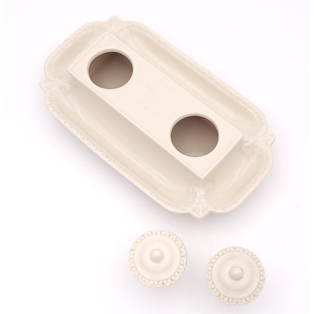 Ceramic Creamware Inkwell, England Circa 1880 For Sale - Image 7 of 10