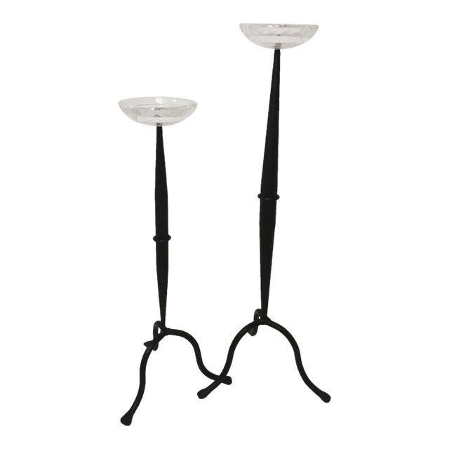 Vintage Wrought Iron Candle Holders - Set of 2 For Sale