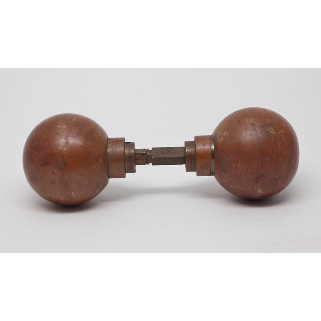Traditional Pair of Ball Shaped Cast Bronze Door Knobs For Sale - Image 3 of 4