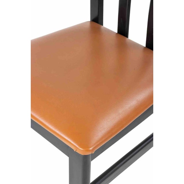 Vintage Art Deco Chairs in Lacquered Wood and Leather, Italy, 1970s For Sale - Image 4 of 7