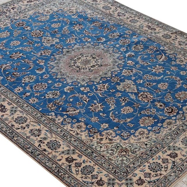 Hand-Knotted Wool and Silk Nain Rug from Habibian For Sale - Image 3 of 5