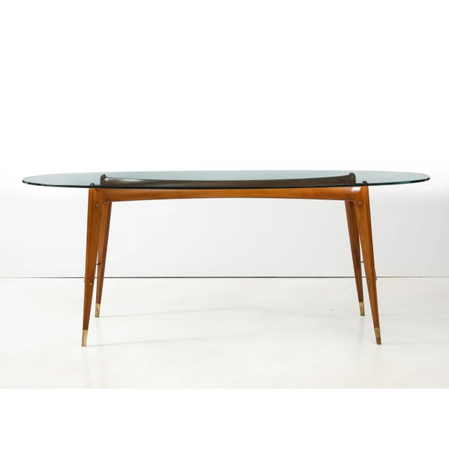 1950's Ico Parisi Attributed Sculptural Cherrywood And Brass Dining Table For Sale - Image 12 of 12