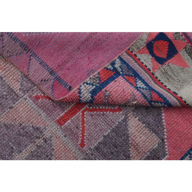 Pink Vintage Turkish Oushak Handmade Wool Tribal Runner Rug For Sale - Image 11 of 11