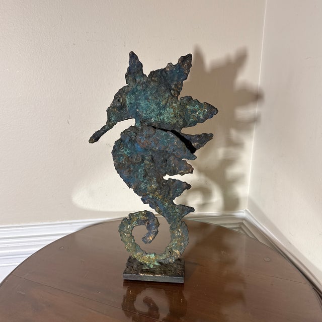 Metal Late 20th Century Artist Made Brutalist Style Bronze Seahorse Sculpture For Sale - Image 7 of 9