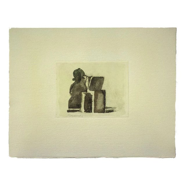 Still Life is an original offset print, reproducing the original watercolor by Giorgio Morandi. Signature and date by the...