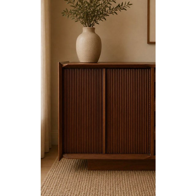 Lane Furniture 1960s Lane 1st Edition Mid Century Walnut Plinth Base Credenza For Sale - Image 4 of 12