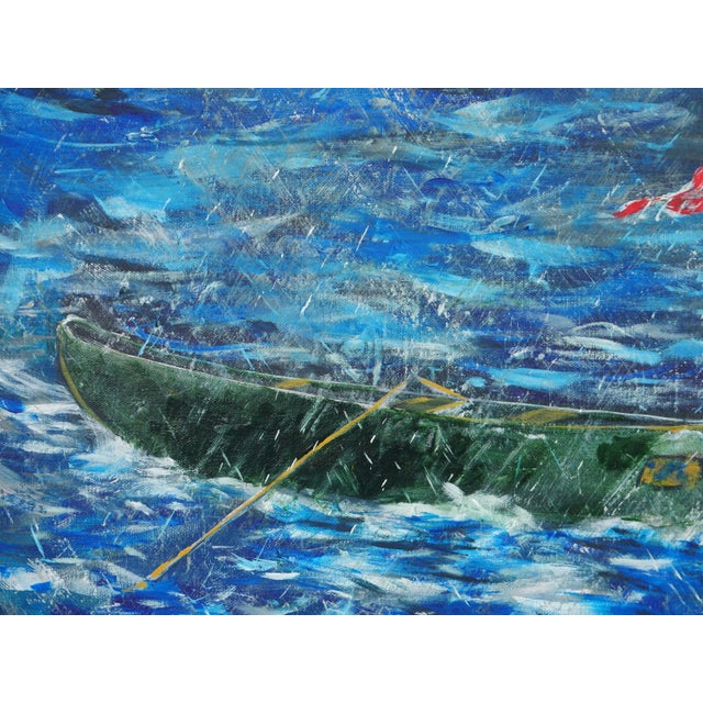 2020s Moisés Villafuerte "Chubasco" Green, Red, and Blue Contemporary Stormy Seascape Painting, 2022 For Sale - Image 5 of 7
