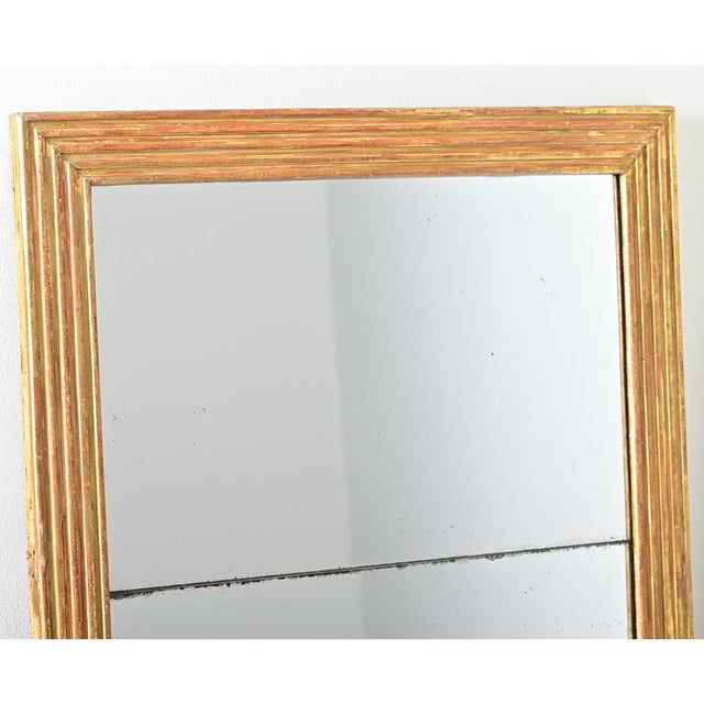 French 19th Century Louis XVI Style Reeded Gilt Mirror with Double Plates For Sale - Image 4 of 9