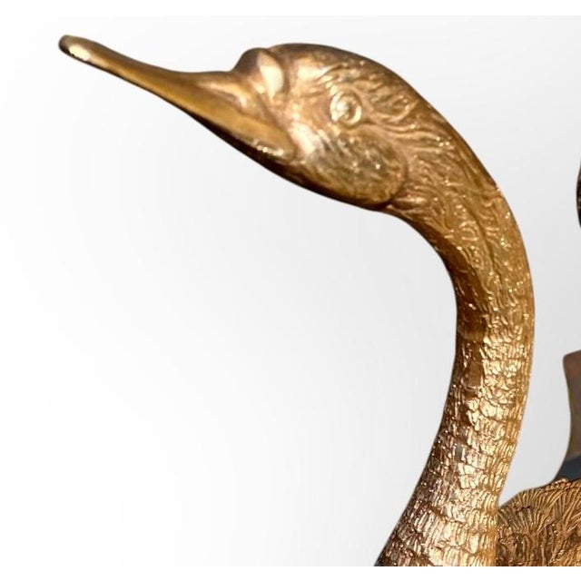 French Antique French Napoleon III Gilt Bronzer Swan Centerpiece Pleated Glass Plateau For Sale - Image 3 of 14