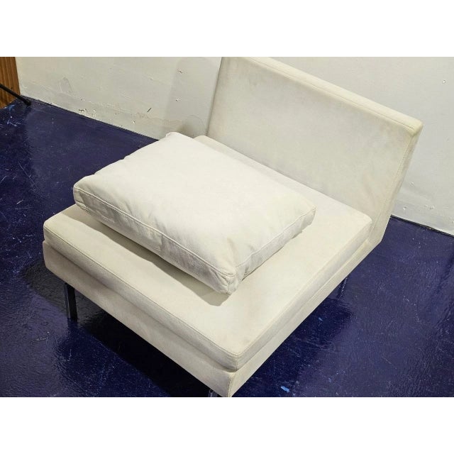 Ivory Ligne Roset White Suede Lounge Chair Chrome Modern Designer Accent Chair For Sale - Image 8 of 17