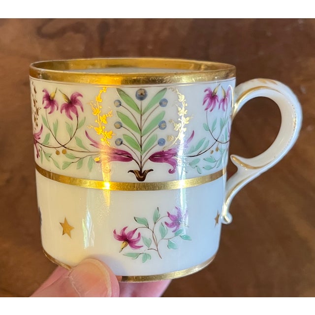 Purple Antique Early 19th Century French Empire Paris Porcelain Coffee Cup or Can by Dihl Circa 1800 For Sale - Image 8 of 17