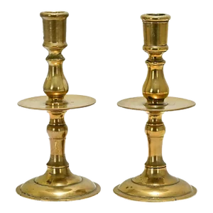 Belgian 18th Century Brass Candlesticks - A Pair
