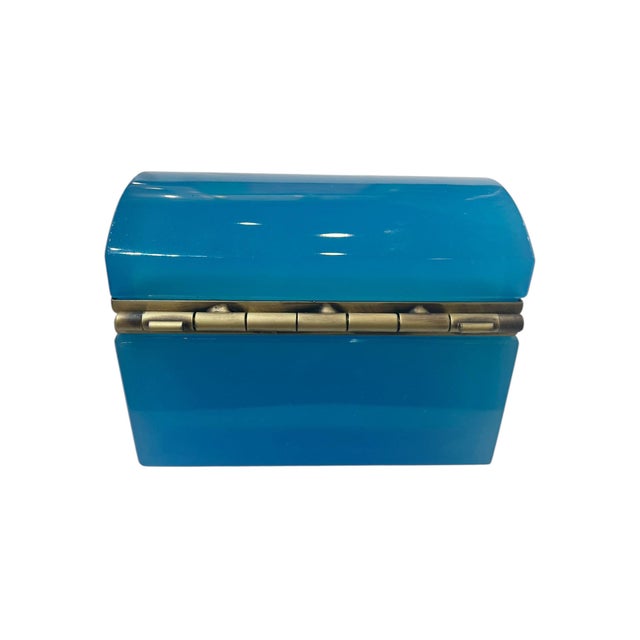 Mid 19th Century Antique French Blue Opaline Glass Box, Circa 1860 For Sale - Image 5 of 5
