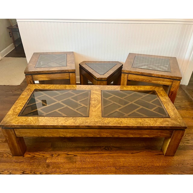 Amazing vintage MCM table set by Gordon's Fine Furniture circa the 1970’s. The tables are in the Chinoiserie or Ming style...