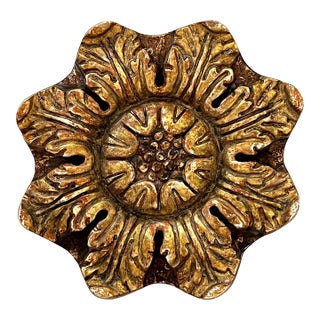 Italian Neoclassical Style Brown Painted and Parcel-Gilt Architectural Medallion For Sale