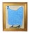 2020s Original Blue Folk Art Chicken Hen Painting by Ruth Arenz Including the Antiqued Gold Wood Fame For Sale - Image 5 of 5