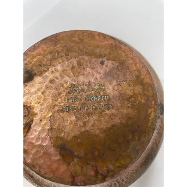 Art Nouveau Early 1900s Jos. Heinrichs Paris & New York Pure Copper Sterling Silver Chafing Dish For Sale - Image 3 of 12