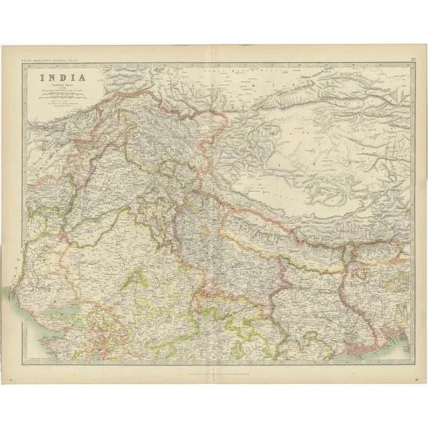 Antique map titled 'India'. Original antique map of India, Northern sheet. This map originates from the ‘Royal Atlas of...