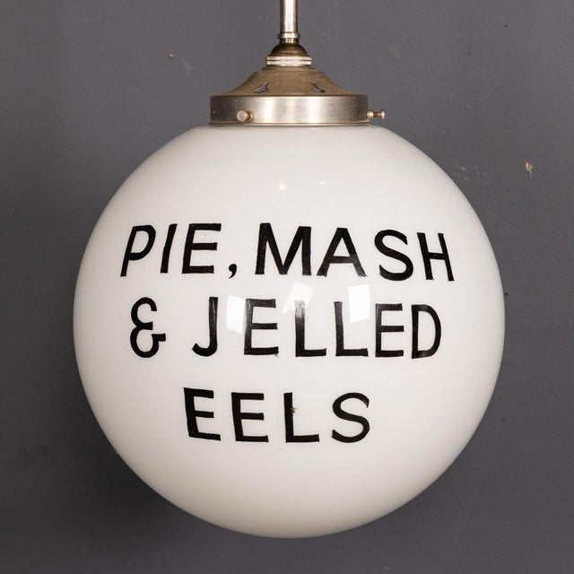 White Opaline Grocery Pendant Lights, 1930s, Set of 3 For Sale - Image 3 of 15