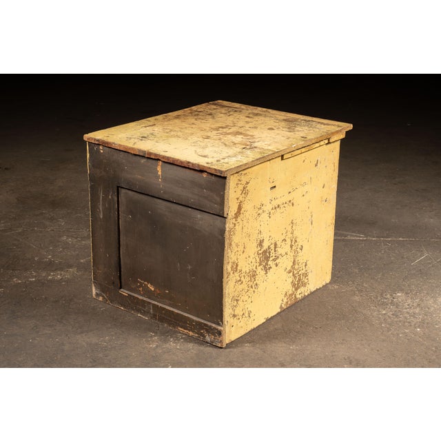 Antique Chippy Painted Industrial Three-Drawer Utility Cabinet For Sale - Image 9 of 13