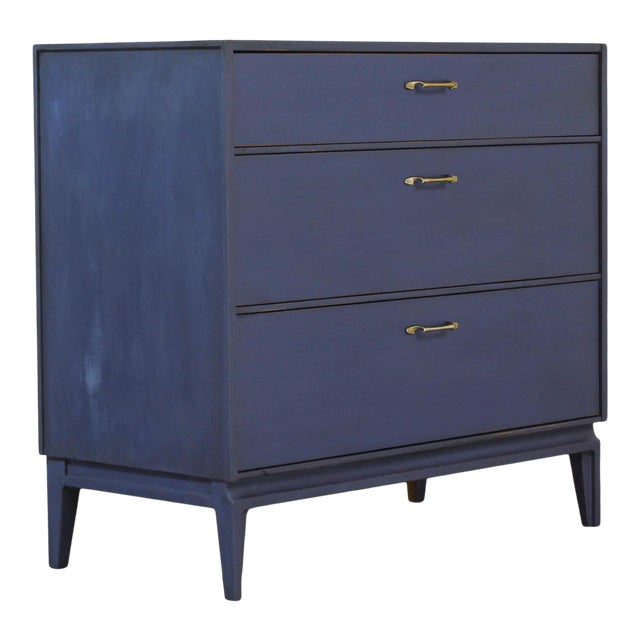 Mid Century Blue Chest of Drawers, Blue Dresser, Blue Commode, Blue