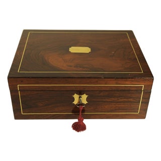 Victorian Rosewood Writing Slope with Brass and Leather Inlay, UK, 1880, Set of 5 For Sale
