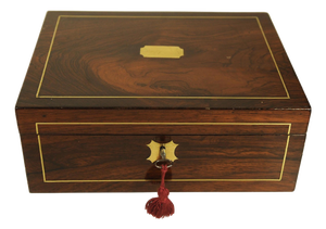 Victorian Rosewood Writing Slope with Brass and Leather Inlay, UK, 1880, Set of 5