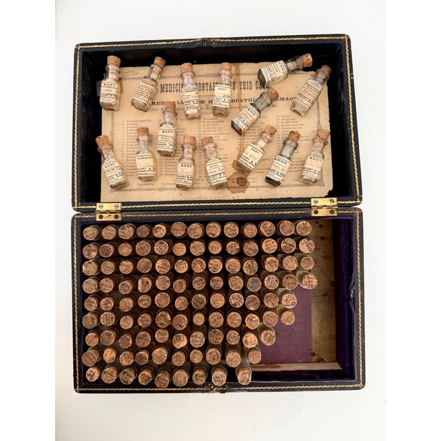 Antique English Homeopathic Medicine Case With 120 Glass Vials, C. 1890 For Sale - Image 9 of 11