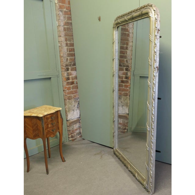 Tall French Louis Philippe Wall Mirror in Silver Gilt For Sale - Image 5 of 8