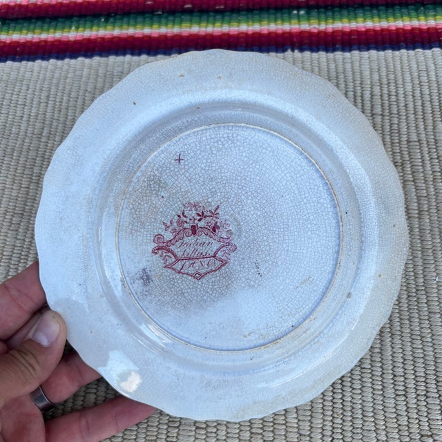 A Antique Staffordshire "Italian Villas" Red Transfer Decorated Plate, 1830’s For Sale - Image 6 of 11