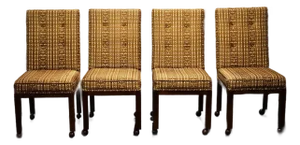 1960s Set of 4 John Widdicomb Parsons Style Dining Chairs on Castors