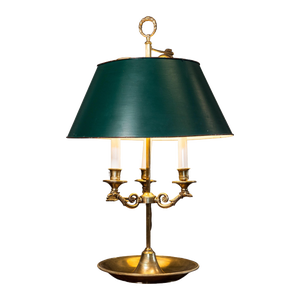 French 19th Century Brass Three-Lights Bouillotte Table Lamp with Bird Motifs